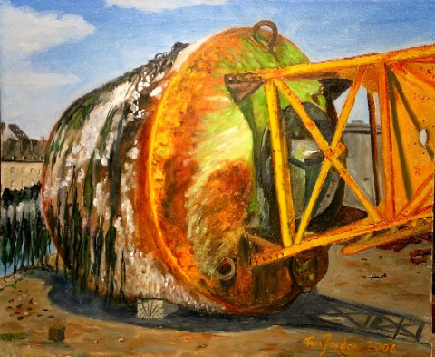 Light Buoy Awaiting Renovation, 55x46 cm, oil on canvas, painted 2006